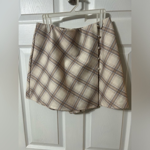 Papaya Skort Large Taupe Plaid - Picture 1 of 11